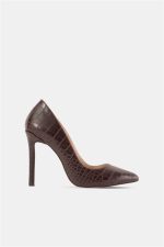 حذاء بكعب عالي من الجلد البني من shoes&more