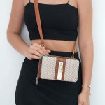 Silver & Polo Beige - Taba SP1138 Women's Phone Bag with Wallet and Strap