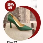 حذاء نسائي كعب متوسط باللون الاخصر