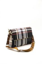 Silver & Polo SP963 Women's Crossbody Bag Plaid Black-A.Tan
