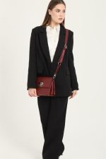 ⁦Silver & Polo SP1009 Women's Crossbody Bag Plain Burgundy-Burgundy⁩ - الصورة ⁦3⁩