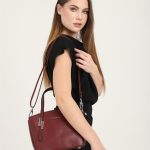 Silver & Polo SP1021 Women's Handbag Plain Burgundy-Burgundy