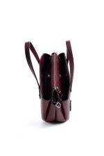 ⁦Silver & Polo SP1021 Women's Handbag Plain Burgundy-Burgundy⁩ - الصورة ⁦3⁩