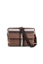 Silver & Polo SP963 Women's Crossbody Bag Plaid Dark Brown-Brown