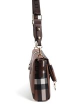 ⁦Silver & Polo SP963 Women's Crossbody Bag Plaid Dark Brown-Brown⁩ - الصورة ⁦3⁩