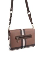 ⁦Silver & Polo SP963 Women's Crossbody Bag Plaid Dark Brown-Brown⁩ - الصورة ⁦4⁩