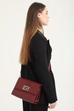 Silver & Polo SP1009 Women's Crossbody Bag Plain Burgundy-Burgundy