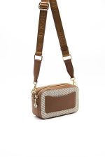 ⁦Silver & Polo SP1078 Women's Crossbody Bag, Woven, Beige-Tan⁩ - الصورة ⁦3⁩