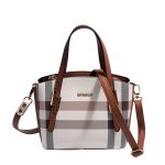 Silver & Polo SP1021 Women's Handbag Plaid Cream-Tan