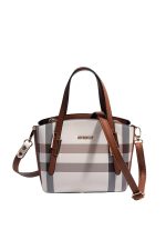 Silver & Polo SP1021 Women's Handbag Plaid Cream-Tan