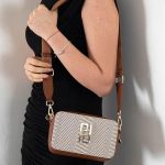 Silver & Polo SP1078 Women's Crossbody Bag, Woven, Beige-Tan