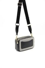 ⁦Silver & Polo SP1078 Women's Crossbody Bag, Woven, Black, White-Black⁩ - الصورة ⁦3⁩